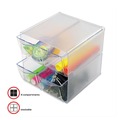 Desktop Organizers | Deflecto 350301 6 in. x 7.2 in. x 6 in. 4 Compartments 4 Drawers Stackable Plastic Cube Organizer - Clear image number 9