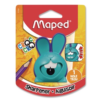 Maped Helix 017649 Croc Croc Chomp Rabbit 1-Hole Canister Pencil Sharpener, 3.74 x 1.8 x 4.92, Randomly Assorted Colors