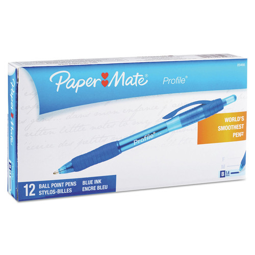 Pens | Paper Mate 89466A Bold 1.4 mm Profile Retractable Ballpoint Pen - Blue Ink, Translucent Blue Barrel (1-Dozen) image number 0