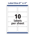 Labels | Avery 95945 2 in. x 4 in. Shipping Labels-Bulk Packs for Inkjet/Laser Printers - White (10/Sheet, 250 Sheets/Box) image number 1