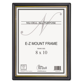 OFFICE DECOR | NuDell 11800 8 in. x 10 in. EZ Mount Document Frame with Trim Accent and Plastic Face - Black/Gold