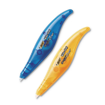 BIC WOELP21 Wite-Out Brand Exact Liner 0.2 in. x 236 in. Non-Refillable Correction Tape - Blue/Orange Applicators (2/Pack)