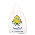  | Barnes Paper Company T1-6SMILEY 11.5 in. x 21 in. 12.5 microns Smiley Face Shopping Bags - White (900/Carton) image number 1