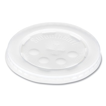 SOLO L16BL-0100 Polystyrene Plastic Flat Straw-Slot Cold Cup Lids Fits 12 oz to 24 oz Cups - Translucent (125/Pack, 16 Packs/Carton)
