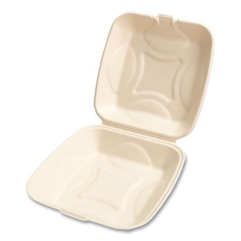 Boardwalk BWKHNGE991CNPFA 9 in. x 9 in. x 3.19 in. Bagasse PFAS-Free Sugarcane Food Containers - Tan (100/Sleeve, 2 Sleeves/Carton)