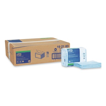 Tork 192183 11.75 x 14.75 1-Ply Small Pack Foodservice Cloth - Blue/White/Unscented (4/Carton)
