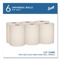 Paper Towels and Napkins | Scott 56758 Essential 100% Recycled Fiber Hard Roll Towel, 1-Ply, 8-in x 800-ft, 1.5-in Core, Brown, 6 Rolls/Carton image number 1