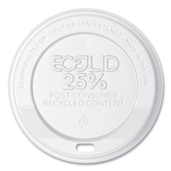 Eco-Products EP-HL16-WR Ecolid 25% Recy Content Hot Cup Lid fits 10 - 20 oz. - White (1000/Carton)