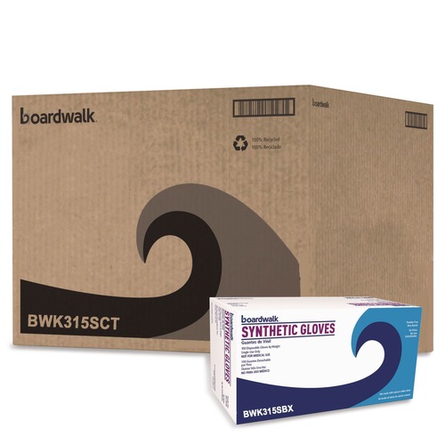 Disposable Gloves | Boardwalk BWK315SCT 4 mil 9.5 in. Long Powder-Free Synthetic Vinyl Gloves - Small, Cream (100/Box, 10 Boxes/Carton) image number 0