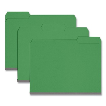 Smead 21546 1/3-Cut Tabs Assorted Letter Size 1 in. Expansion Recycled Heavy Pressboard Folders - Green (25/Box)