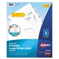 Dividers & Tabs | Avery 14440 11 x 8.5 Big Tab Printable Label 5-Tab Dividers - White/Large (20/Pack) image number 0