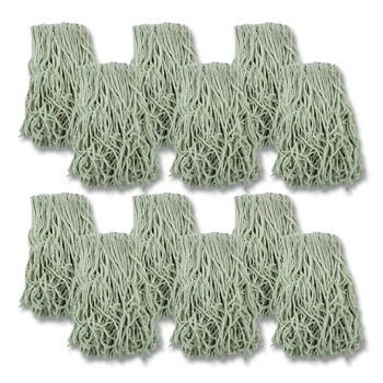 Boardwalk BWKCM20020 20 oz. Cut-End Banded Cotton Mop Heads - White (12/Carton)
