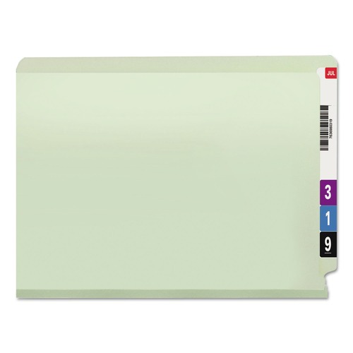File Folders | Smead 34705 1 in. Expansion End Tab Pressboard Classification Folders with 2 SafeSHIELD Coated Fasteners - Letter Size/Gray-Green (25/Box) image number 0