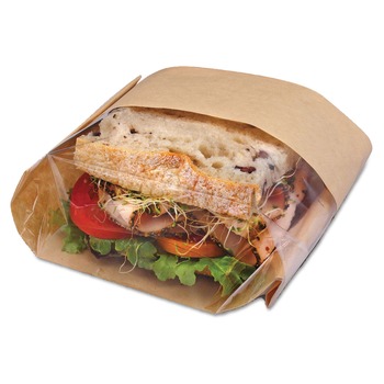 JUST LAUNCHED | Bagcraft 300094 9.5 in. x 2.75 in. 2.35 mil. Dubl View Sandwich Bags - Natural Brown (500/Carton)