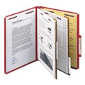 File Folders | Smead 14031 6-Section Pressboard Top Tab Classification Folders with 6 SafeSHIELD Fasteners - Letter Size/Bright Red (10/Box) image number 2