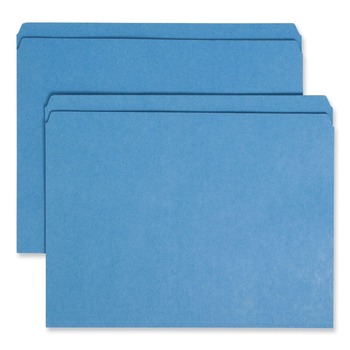 Smead 12010 Colored File Folders with Reinforced 1/3-Cut Top Straight Tabs - Letter, Blue (100/Box)