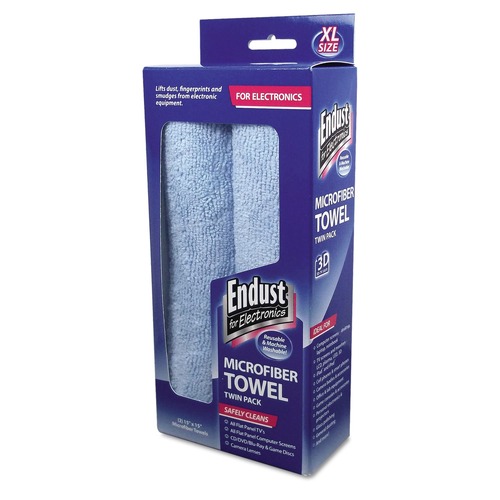 Cleaning Cloths | Endust for Electronics 11421 15 in. x 15 in. Large-Sized Microfiber Towels - Unscented Blue (2/Pack) image number 0
