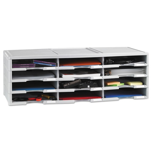 Desktop Organizers | Storex 61601U01C 12 Compartments 10.63 in. x 13.3 in. x 31.4 in. Literature Organizer - Gray image number 0