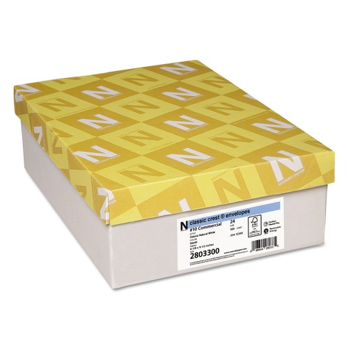 Envelopes & Mailers | Neenah Paper 2803300 4.13 in. x 9.5 in. CLASSIC CREST Commercial Flap Gummed Closure #10 Envelope - Classic Natural White (500/Box) image number 0
