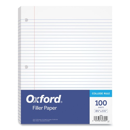 Notebooks & Pads | TOPS 62304 5.5 in. x 8.5 in. 3-Hole Medium/College Rule Filler Paper (100/Pack) image number 0