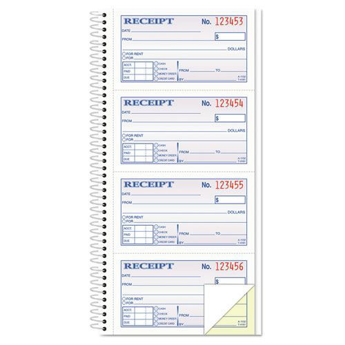 Retail Store Supplies | TOPS 4161 200 Forms Total Two-Part Carbonless 4.75 in. x 2.75 in. Spiralbound Money and Rent Receipt Book image number 0
