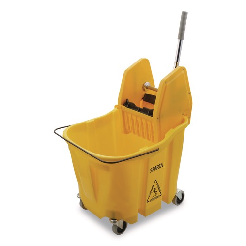 Mop Buckets | Carlisle 4690404 35 qt OmniFit Mop Bucket with Down Press Wringer - Yellow image number 0