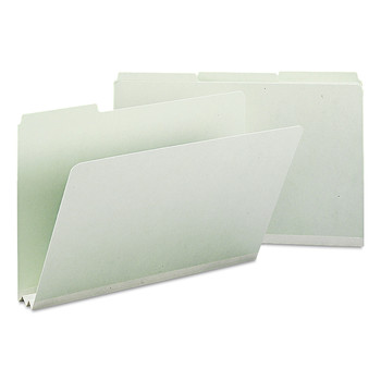 Smead 18234 2 in. Expansion Assorted 1/3-Cut Tabs Legal Size Expanding Recycled Heavy Pressboard Folders - Gray-Green (25/Box)