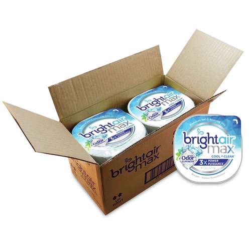 Odor Control | BRIGHT Air 900437 8 oz. Jar Max Odor Eliminator Air Freshener - Cool and Clean (6/Carton) image number 0