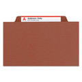 File Folders | Smead 19099 3 in. Expansion Recycled 3-Divider Pressboard Classification Folders, 8 Fasteners - Legal Size/Red Exterior (10/Box) image number 3