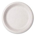 Bowls and Plates | Vegware VW-P013NFA 9 in. Diameter Nourish Molded Compostable Fiber Plate Tableware - White (500/Carton) image number 0