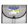 Sheet Protectors | C-Line 58312 1.5 in. Expansion 13-Sections 1/6-Cut Tabs Letter Size Cord/Hook Closure Plaid Design Expanding Files - Gray Plaid image number 2