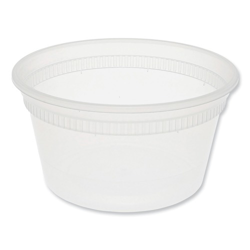 Food Service | Pactiv Corp. L5012Y Newspring DELItainer 4.55 x 4.55 x 2.45 12 oz Plastic Microwavable Container - Clear (480/Carton) image number 0