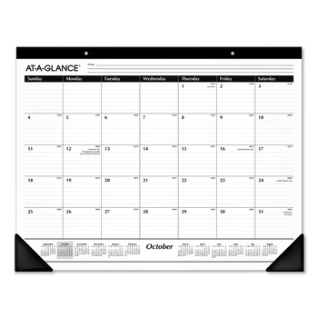AT-A-GLANCE SK2416-00 21.75 in. x 17 in. 16-Month (Sept 2025-Dec 2026) Academic Year Ruled Desk Pad - White Sheets/Black Binding/Black Corners