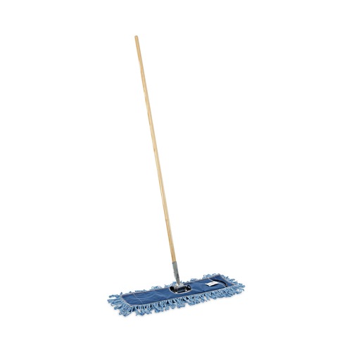  | Boardwalk BWKHL245BSPC 24 in. x 5 in. Synthetic Head 60 in. Wood/Metal Handle Dry Mopping Kit - Blue Head/Natural Handle (1-Kit) image number 0