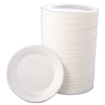 Dart 9PWQR 9 in. Quiet Classic Laminated Foam Dinnerware Plate - White (500/Carton)