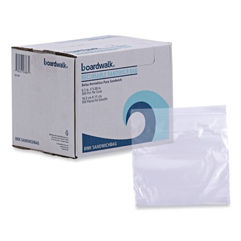Boardwalk BWKSANDWICHBAG 1.15 mil 6.5 in. x 5.8 in. Reclosable Food Storage Sandwich Bags - Clear (500/Box)