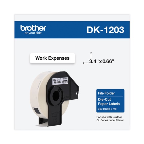 Labels | Brother DK1203 0.66 in. x 3.4 in. Die-Cut File Folder Labels - White (1-Roll) image number 0