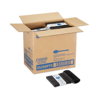 TABLETOP AND SERVEWARE | Dixie DUSSPT5 SmartStock Tri-Tower Dispensing System Polypropylene Cutlery Mediumweight Plastic Spoon - Black (960/Carton)