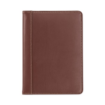 PAPER AND PRINTABLES | Samsill 71736 6.25 in. x 8.75 in. Open Style Contrast Stitch Leather Padfolio - Brown