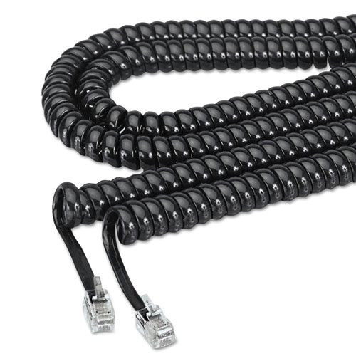 Office Electronics & Batteries | Softalk 48102 12 ft. Coiled Plug/Plug Phone Cord - Black image number 0