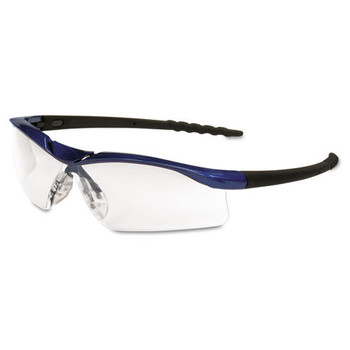 MCR Safety DL310AF Dallas Wraparound Safety Glasses - Metallic Blue Frame/Clear Anti-Fog Lens