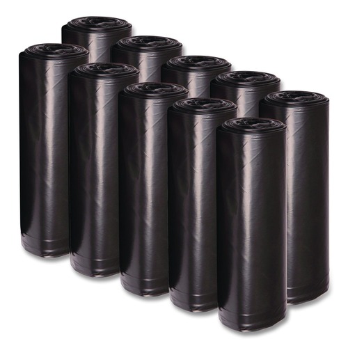  | Boardwalk X8046XKKR01 40 in. x 46 in. 45 gal. 1.6 mil Recycled Low-Density Polyethylene Can Liners - Black (100/Carton) image number 0