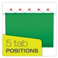 File Folders | Pendaflex 42626 Ready-Tab 1/5-Cut Tabs Colored Reinforced Hanging Letter Folders - Bright Green (25/Box) image number 2