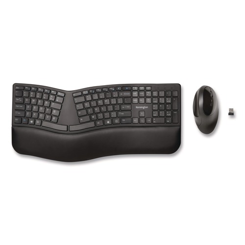 Office Electronics & Batteries | Kensington K75406US Pro Fit Ergo Wireless Keyboard and Mouse, 2.4 GHz Frequency, 30 ft Wireless Range, Black image number 0