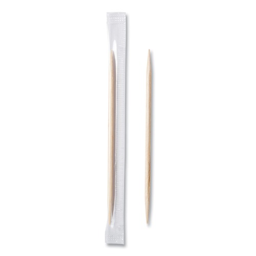 Cutlery | AmerCareRoyal RM115 2.5 in. Mint Cello-Wrapped Wood Toothpicks - Natural (15000/Carton) image number 0