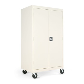 Alera CM6624PY 36 in. x 24 in. x 66 in. Assembled Mobile Storage Cabinet with Adjustable Shelves - Putty
