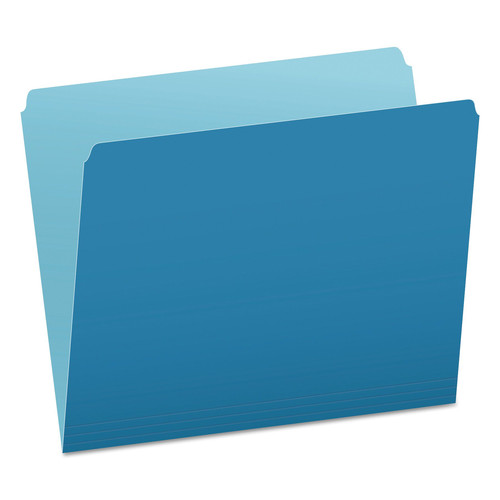 File Folders | Pendaflex 152 BLU Letter Size Straight Tabs Colored File Folders - Blue/Light Blue (100/Box) image number 0