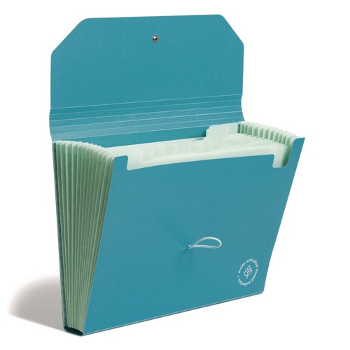 File Folders | U Brands 6594U01-12 U-Eco 9.75 in. Expansion 13-Pocket Expandable File - Ocean/Letter Size image number 0
