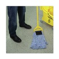 Mops | Boardwalk BWK902BL Loop-End Mop Head with Scrub Pad - Medium, Blue (12/Carton) image number 7