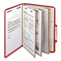 File Folders | Smead 14095 8 SafeSHIELD Fasteners 3 Dividers Letter Size Eight-Section Pressboard Top Tab Classification Folders - Bright Red (10/Box) image number 2